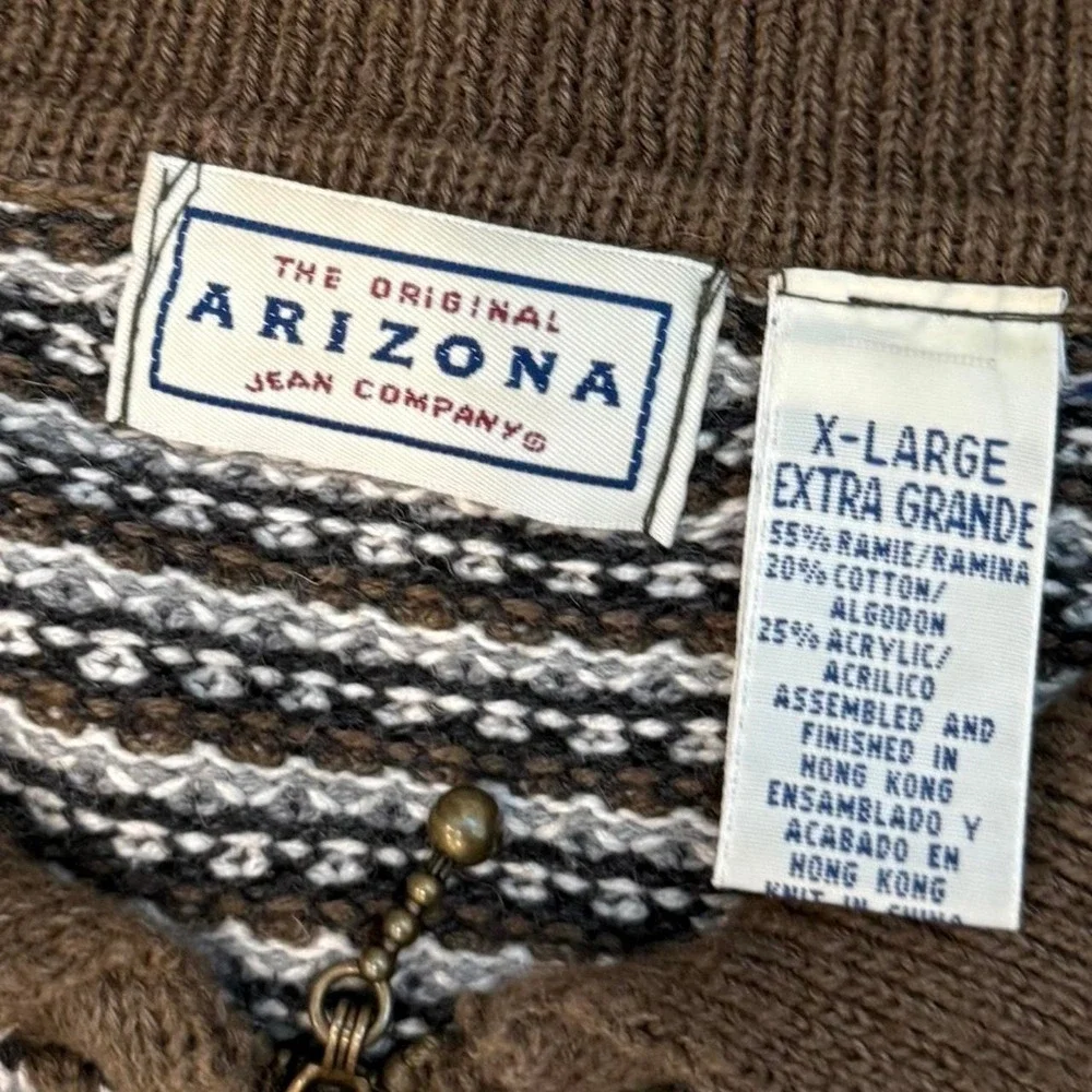 Vintage Arizona 1/4 Zip Knit Sweatshirt Men's Size XL Skater Preppy 90s Y2K VTG